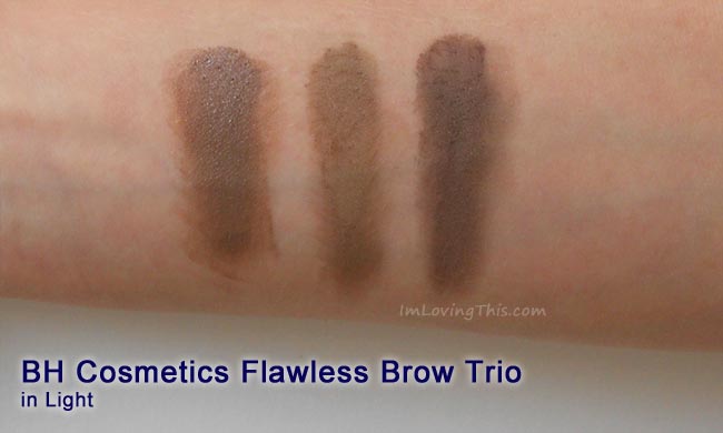 BH Cosmetics Flawless Brow Trio Light Swatch Review